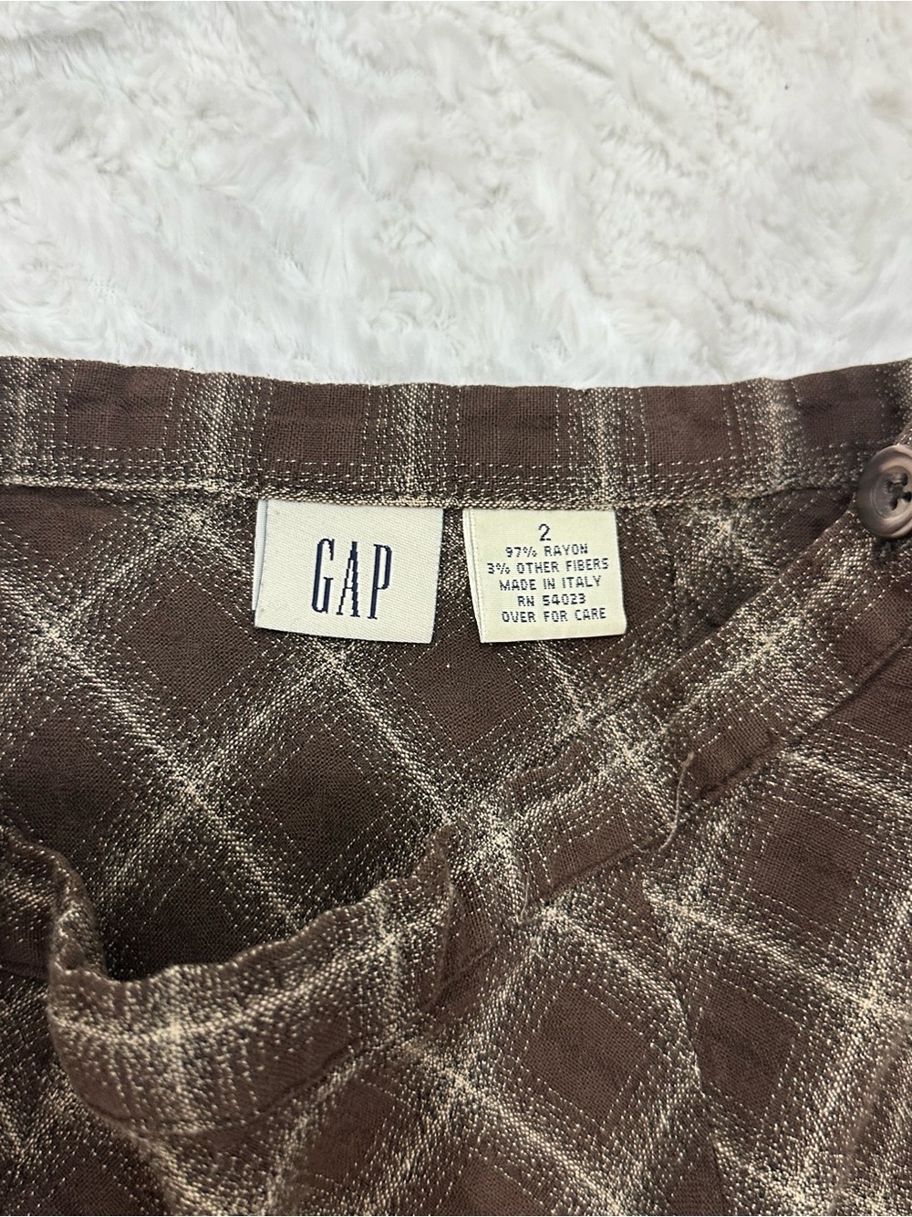 Vintage GAP Brown Diamond-Grid Midi Skirt - Picture 3 of 6